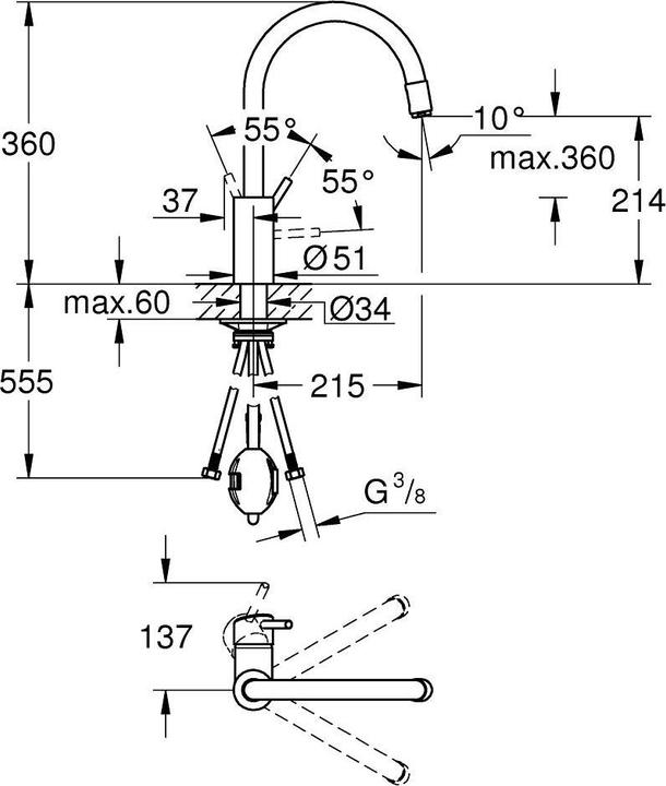 Produktbild Grohe Küchenarmatur mit Einhebelmischer Concetto supersteel matt 32663