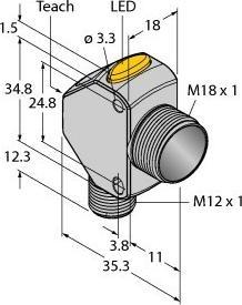 Produktbild Turck Laser Kontrastsensor Sn 0...150mm10...30VDC Taster m.Hintergrund M12 5-pol