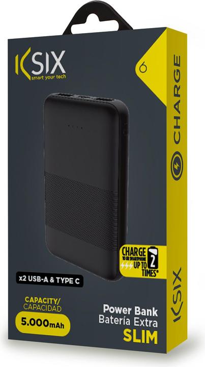 Produktbild KSIX POWER BANK 5.000 MAH USB + USB C-A CABLE BLACK (5000 mAh, 10 W, 10 Wh)