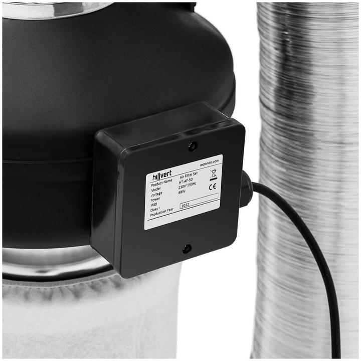 Actual product image Hillvert Air Filter Set - 50 cm activated carbon filter / tube fan / exhaust air hose - 249,6 m³/h - Ø 102 mm