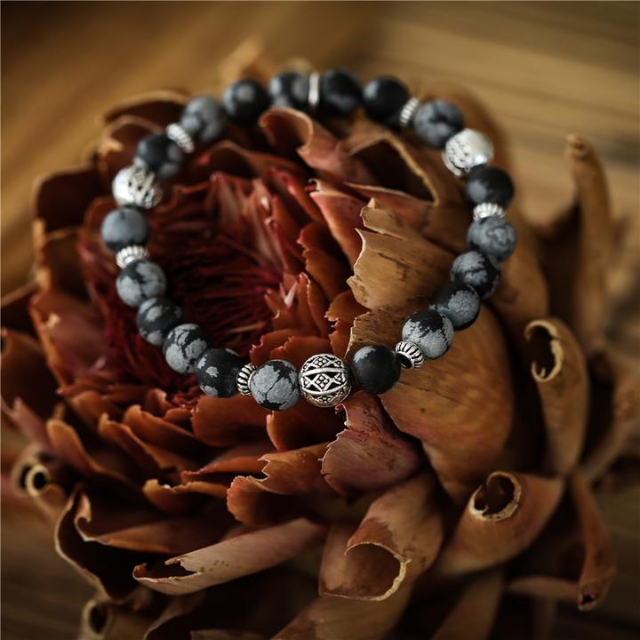 Andreani Armband mit echtem Schneeflocken-Obsidian (8 cm)