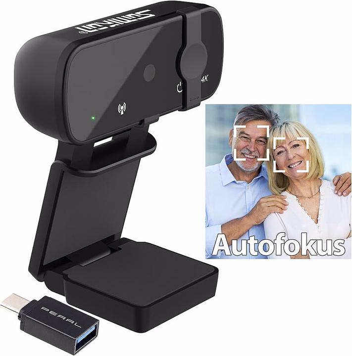 Actual product image Somikon 4K USB webcam with lens cover and USB-A to USB Type-C adapter (7.99 Mpx)
