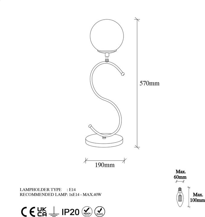 Actual product image Hanah Home Aliza (E14)