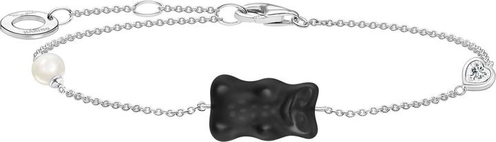 Thomas Sabo Armband mit schwarzem Goldbären, Perle und Stein (19 cm, Sterling Silber 925, Süsswasserzuchtperle)