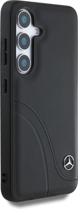 Image du produit Mercedes Leather Curved Stitches Case for Samsung Galaxy S25 - Black (Samsung Galaxy S25)