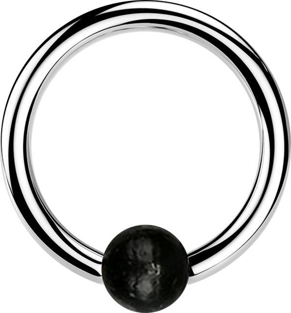 Actual product image Star Piercing Micro Ball Closure Ring silver with Areng Wood Ball (Areng wood made from surgical steel)