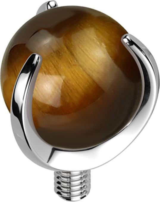 Immagine prodotto Star Piercing Ancora dermica in argento con pietra occhio di tigre incastonata (Mnerale, senza ottone, Titanio G23)