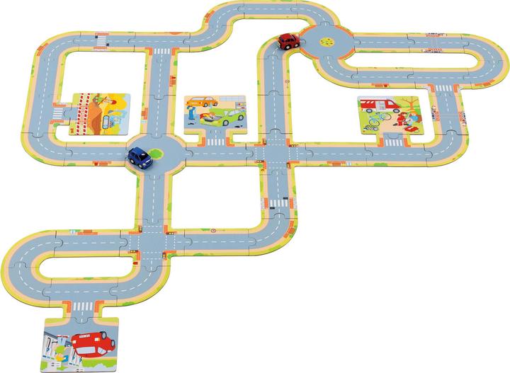 Goki Spielset Spielstrasse mit 2 Fahrzeugen (47 Teile)