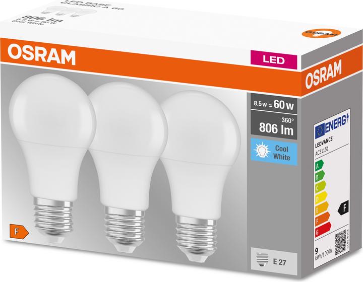 Image du produit Osram Led Base Classic A (E27, 8.50 W, 806 lm, 3 x, F)