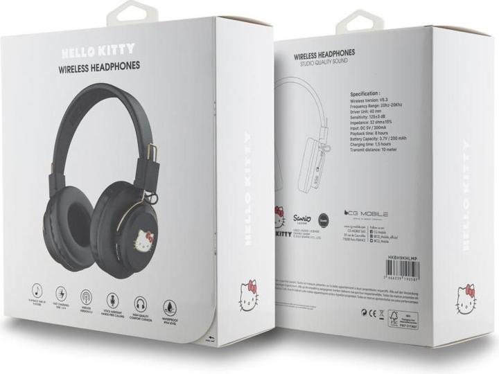 Immagine prodotto Hello Kitty słuchawki nauszne Bluetooth HKBH9KHLMK czarne/black Metal Logo (ANC, 8 h, Senza fili)