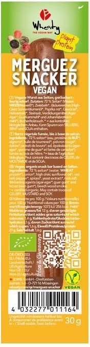 Immagine prodotto Wheaty Merguez Snacker VEGAN Organic (30 g)