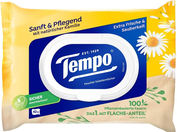 Actual product image Tempo Wet wipes gentle&caring chamomile (42 Piece)