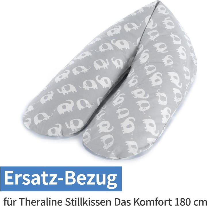 Produktbild Theraline Stillkissen Ersatzbezug für Stillkissen Das Komfort 180 cm - Elefantenherde