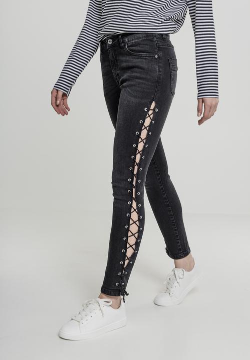 Actual product image Urban Classics Ladies Denim Lace Up Skinny Pants (29)