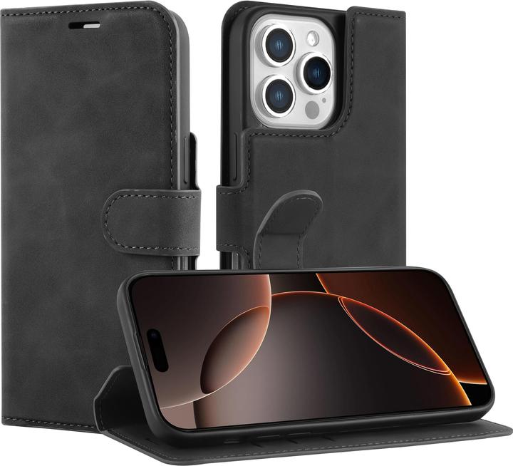 Actual product image Cazy Premium wallet case, magnetic wallet case, card slots, stand (Apple iPhone 16 Pro Max)