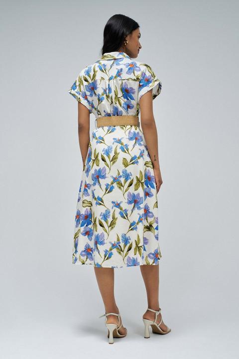 Produktbild Salsa Jeans Midikleid Linen Shirt Dress With Front Buttoned Belt (XS)