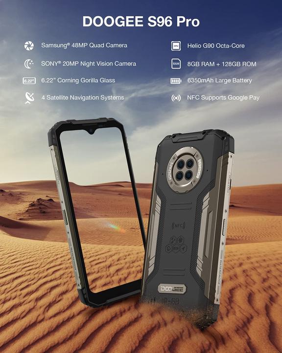 Actual product image Doogee S96 Pro (128 GB, Mineral Black, 6.22", Dual SIM + SD, 4G)