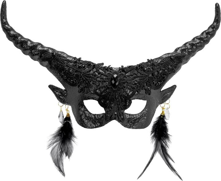 Produktbild Widmann Commedia Dell'Arte Maske Schwarzer Teufel mit Hörnern