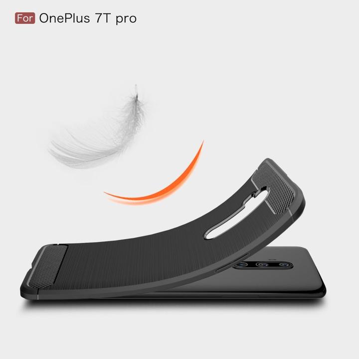 Produktbild König Design Hülle Handy Schutz für OnePlus 7T Pro Case Cover Bumper Carbon Optik Etuis Grau (OnePlus 7T Pro)