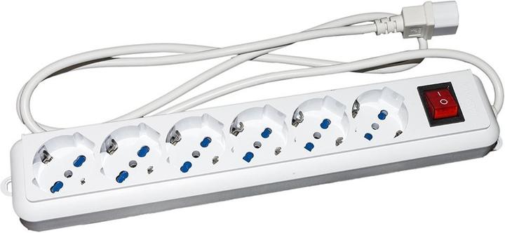 Presa Multipla 6 Schuko X Ups Spina Iec C14 Con Interrutt. Bianca (CEE 7/3)