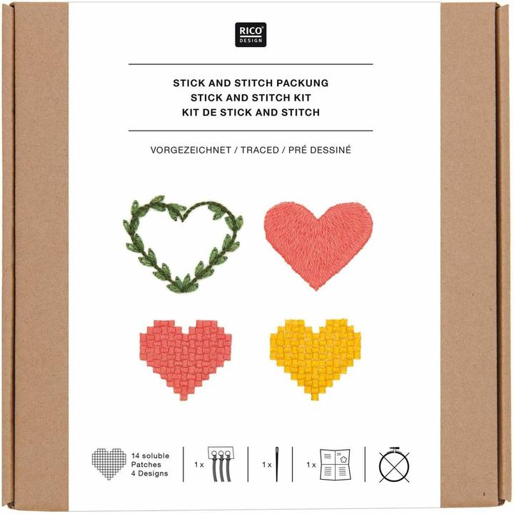 Actual product image Rico Design Stick&Stitch P. Pixel Art hearts.100238