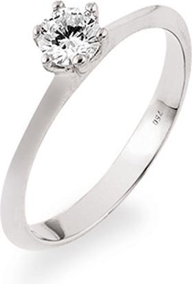 Natsumi Schmuck Ring Solitaire Weissgold 18K/750 mit Zirkonia (57, 750/18 K Gold)