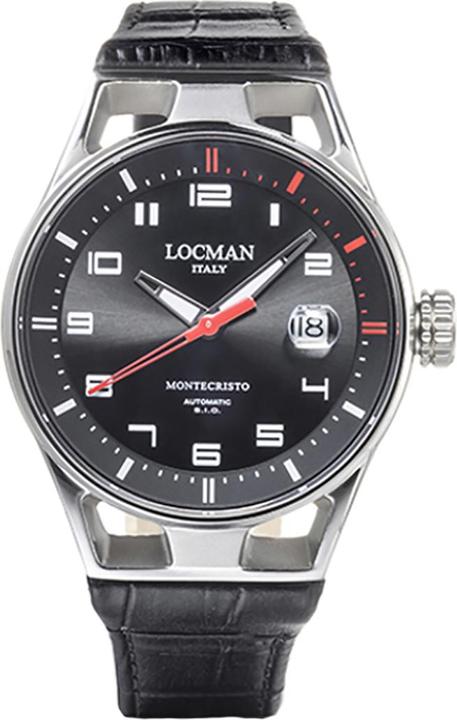 Produktbild Locman Italy Herrenuhr Montecristo Automatik schwarz 41 mm Ref. 0541 (Uhr mit Schmuckstein, 41 mm)