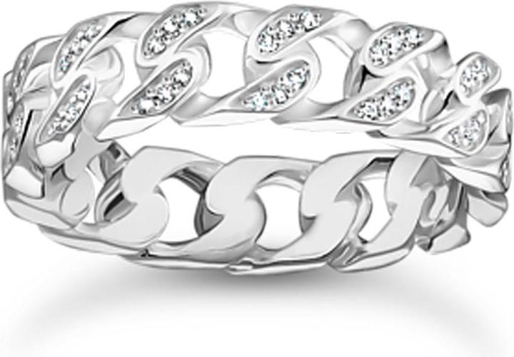Thomas Sabo Ring Kettenglieder weisse Steine schmal Silber