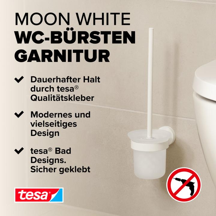 Image du produit tesa Kit de brosses MOON WHITE avec solution adhésive sans perçage