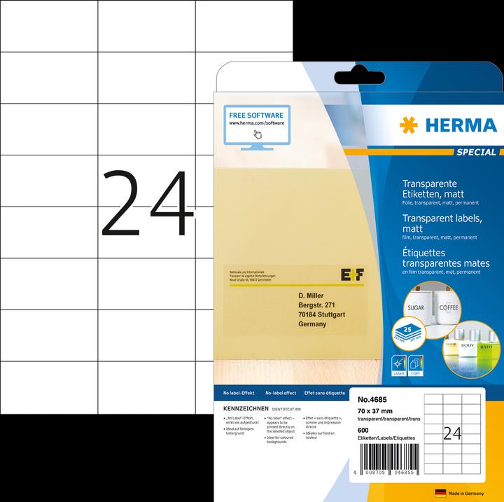 Actual product image HERMA Transparent address labels A4