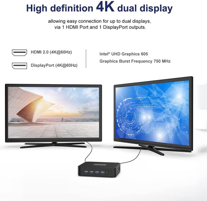 Actual product image Minisforum Mini PC GK50-256GB (Intel Celeron J4125, 8 GB, 256 GB, UHD Graphics 600, Intel UHD Graphics)