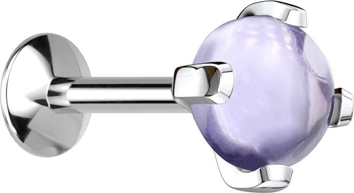 Star Piercing Micro UFO Labret Innengewinde silber Amethyst Stein (Chirurgenstahl 316L, ohne Messing, Mineralisch)