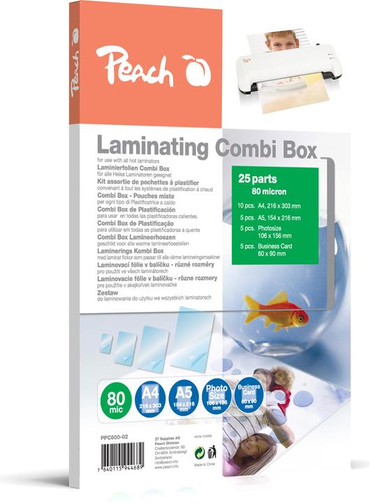 Immagine prodotto Peach Scatola di laminazione Combi (A4, 25 Pezzo/i, 80 µm)