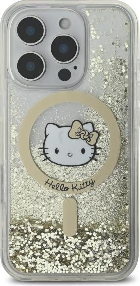 Actual product image Hello Kitty HKHMP16XLGDIH iPhone 16 Pro Max 6.9" biały złoty/white gold hardcase Liquid Glitter Fe (Apple iPhone 16 Pro Max)