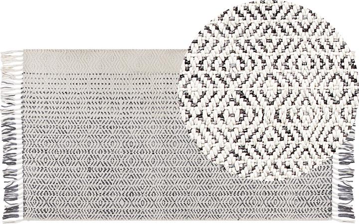 Actual product image Beliani Wool Carpet White/Grey 80 x 150 cm OMERLI (80 x 150 cm)