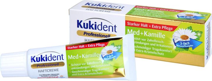 Productafbeelding Kukident Kleefcrème Med + Kamille extra sterke fixatie, 40 g crème