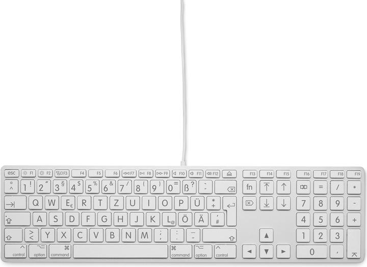 Produktbild LMP Large Font USB Keyboard 110 keys wired USB keyboard with 2x USB and aluminum upper cover - German (DE, Kabelgebunden)