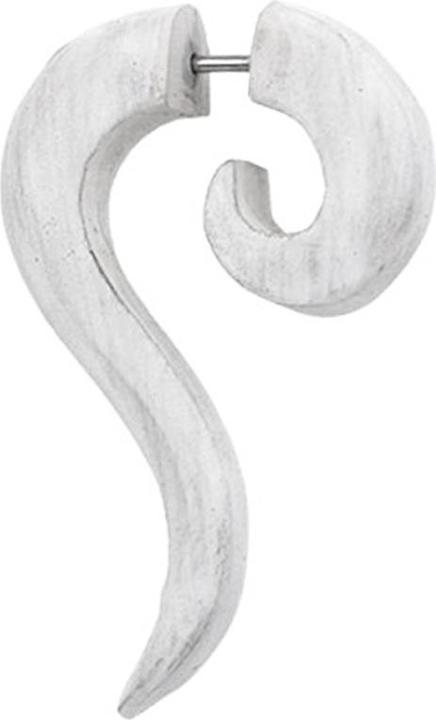 Star Piercing Fake Spirale Haken weiss gewaschen aus Sawo Holz (ohne Messing, Organisch)