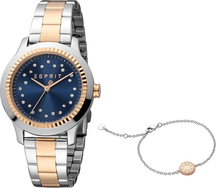 Esprit Armbanduhr Joyce Set, Silver & Rose Gold (Analoguhr, 34 mm)