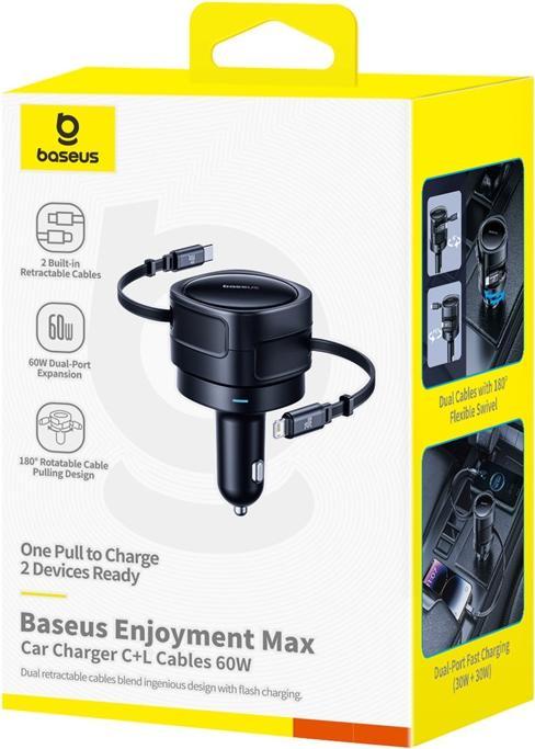 Produktbild Baseus Enjoyment Max Car Charger C+L Cables 60W Cosmic Black
