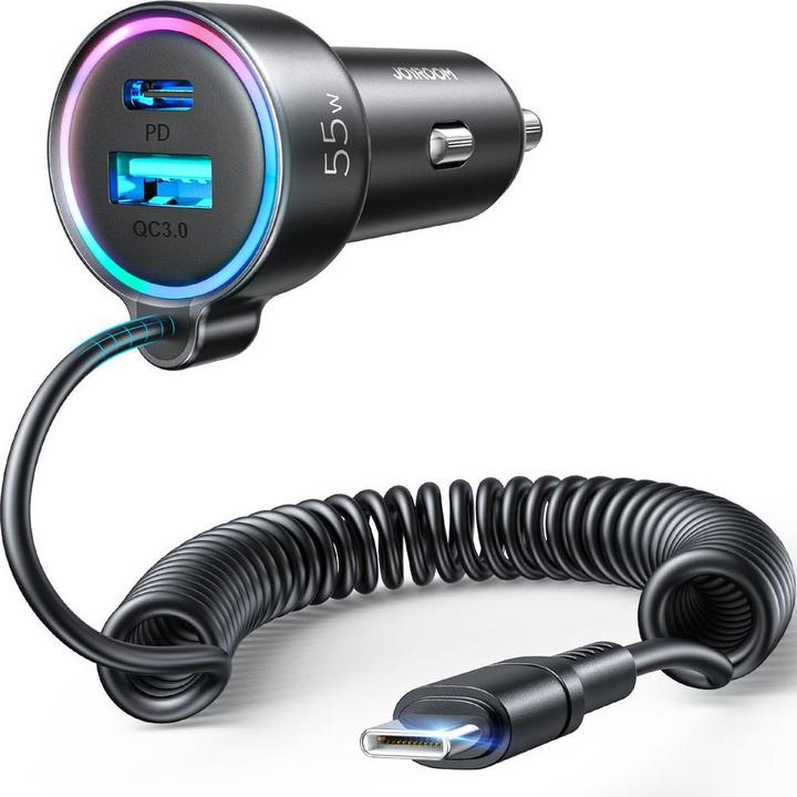 Immagine prodotto Joyroom Caricabatterie da auto con cavo 3-in-1 (55W)