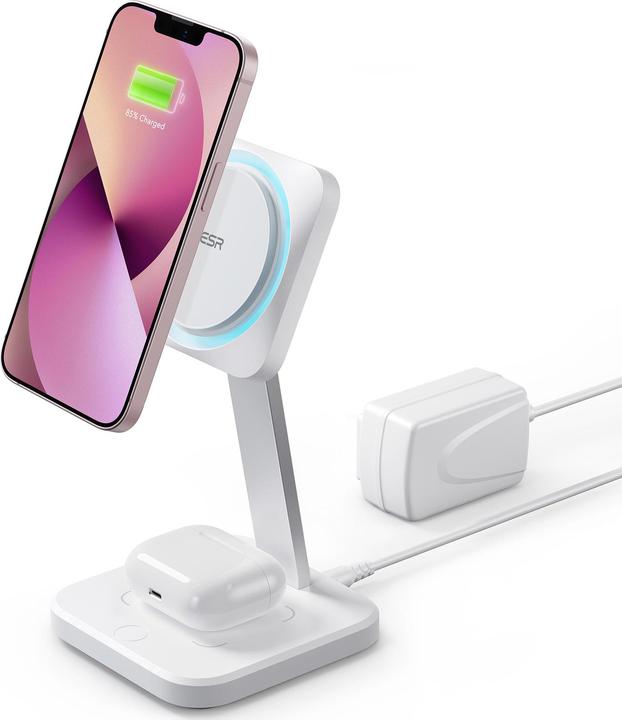 Produktbild ESR Kabelloses Ladegerät mit CryoBoost, 3in1 Magsafe, Weiss (15 W)