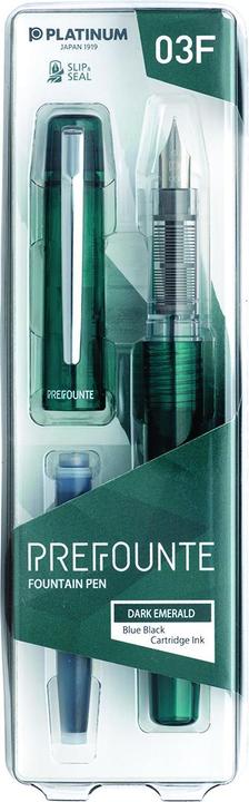 Actual product image Platinum Prefounte Dark Emerald, F Eternal fountain pen, in plastic packaging, blister, green (Dark emerald, 1 x)