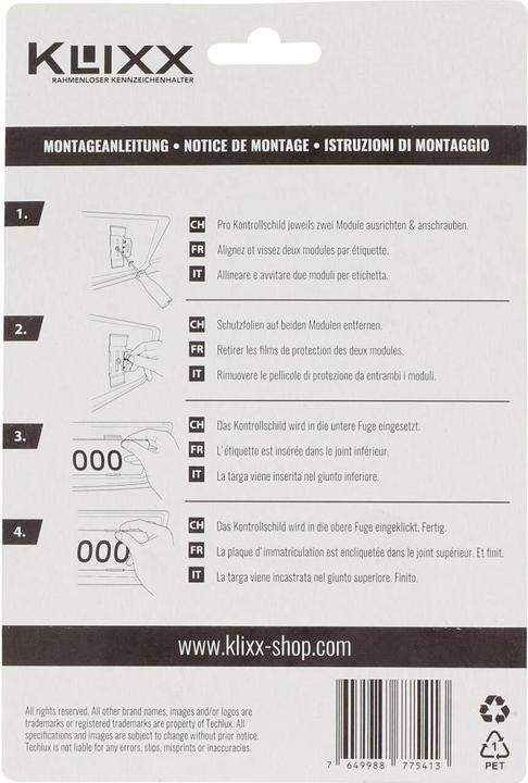 Image du produit Support de plaque d'immatriculation interchangeable (Avant + arrière, Format long)