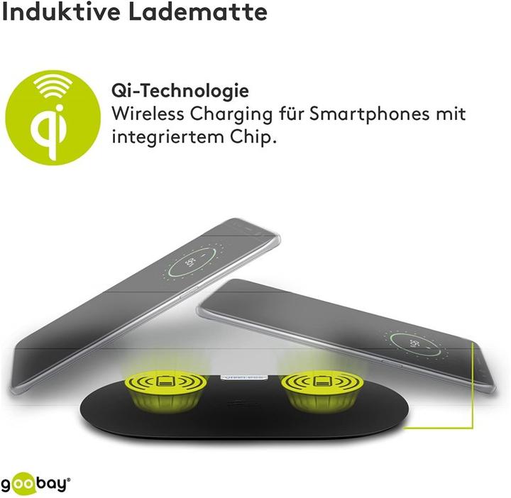 Produktbild Goobay Kabellose Dual-Schnellladematte (10 W)