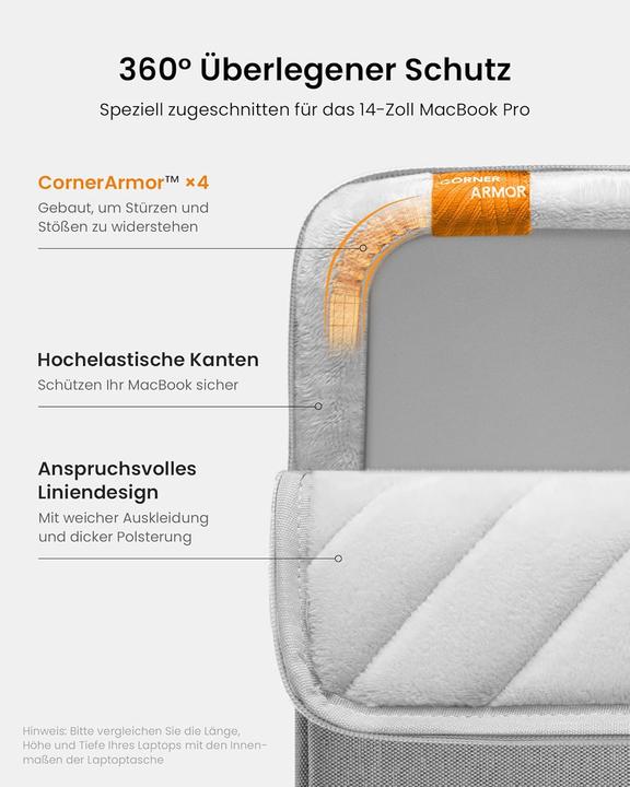 Produktbild tomtoc Wasserabweisende Laptoptasche (14", Apple, Microsoft)