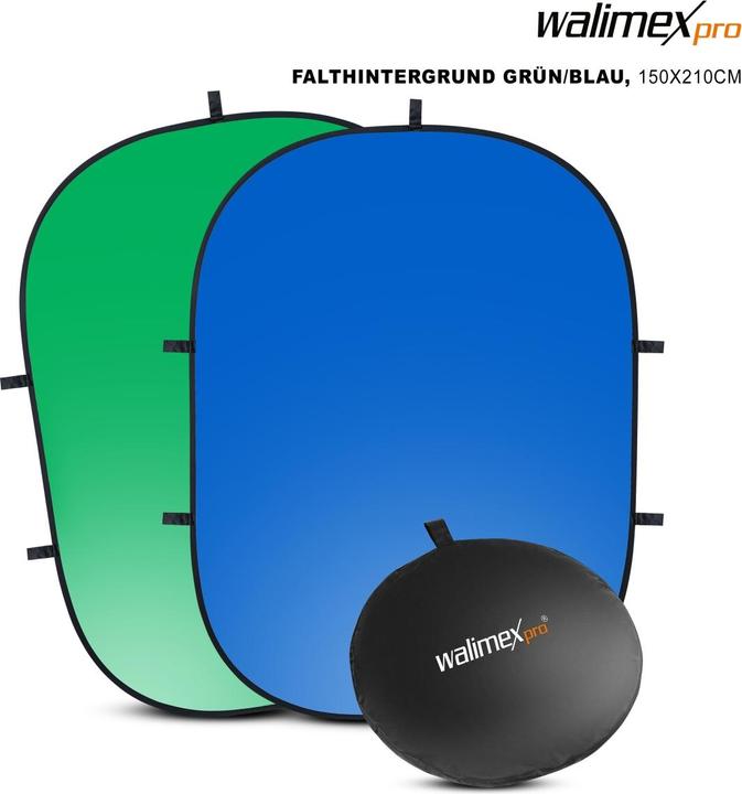 Immagine prodotto Walimex pro per sfondo piegato verde/blu, 150x210cm (210 cm, 200 cm)