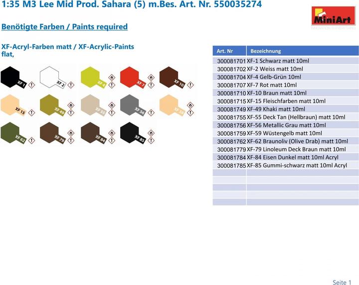 Actual product image Mini art M3 Lee Mid Prod. Sahara w/Crew