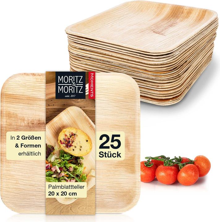 Produktbild Moritz & Moritz 25tlg. Palmblatt Geschirr Eckig 20x20cm (25 x)