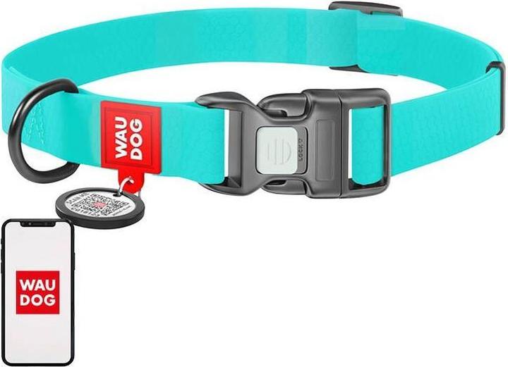 Waudog Waterproof glowing dog collar with QR passport 40 mm wide, 46-70 cm long (40, Hund, Hundesport)